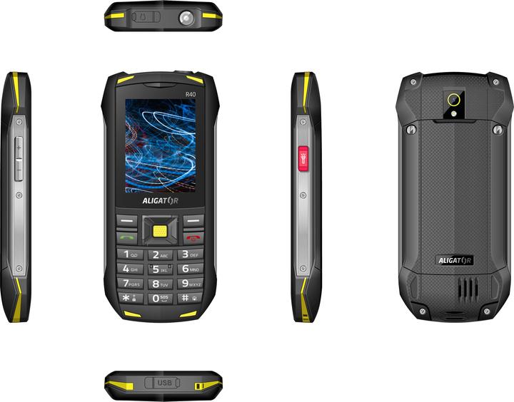 Produktbild Aligator R40 eXtremo (2.4") Black, Yellow Feature phone (2.40", 5 Mpx, 3G)