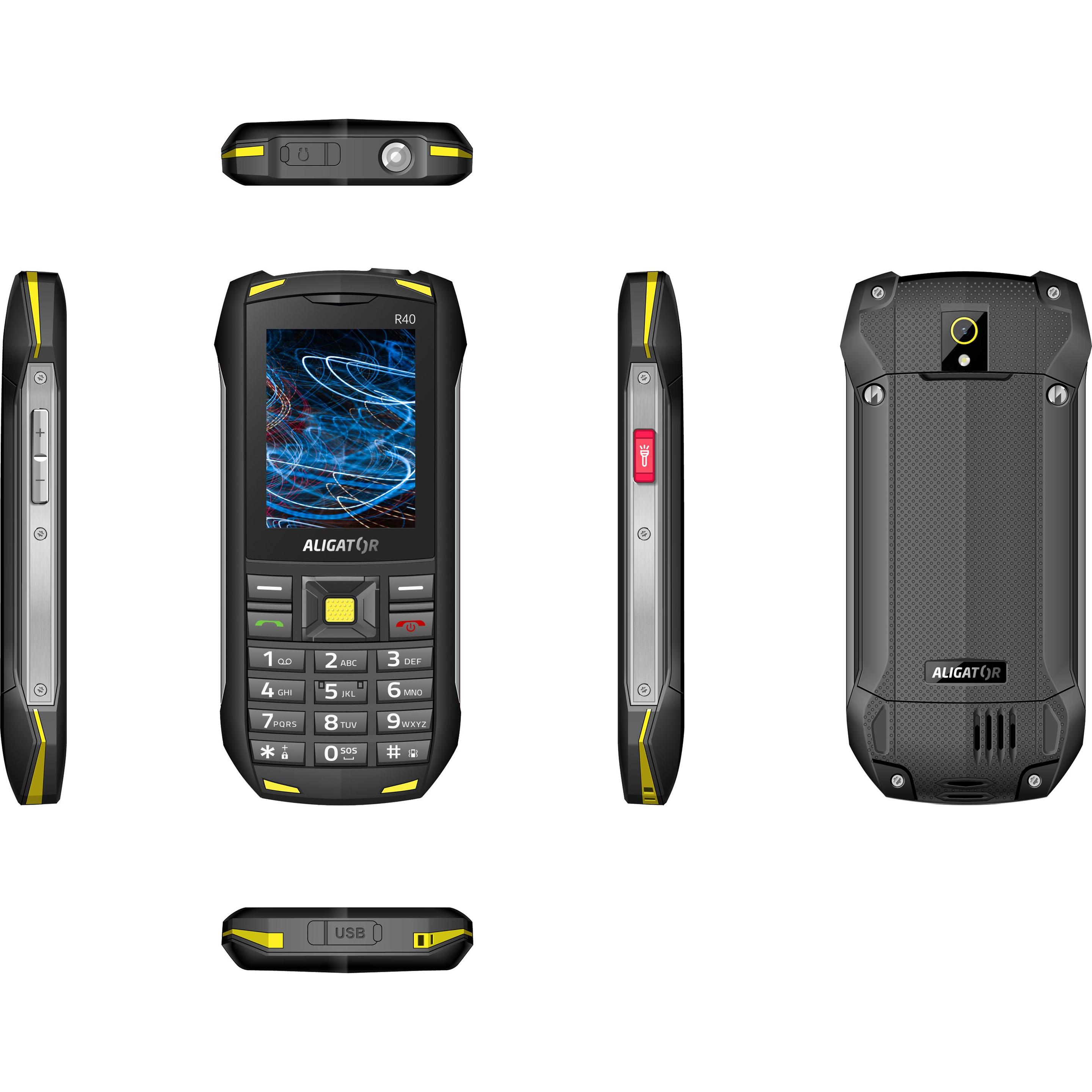 Thumbnail - Aligator R40 eXtremo (2.4") Black, Yellow Feature phone (2.40", 5 Mpx, 3G), Tastenhandy, Schwarz, Gelb