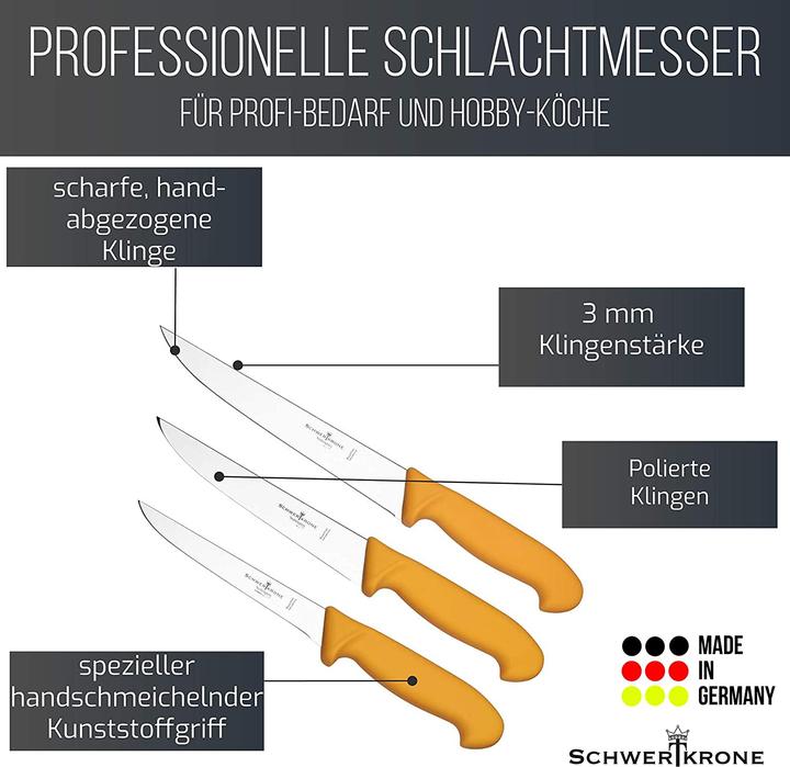 Produktbild Schwertkrone Metzgermesser 3-teiliges Set (15.50 cm)