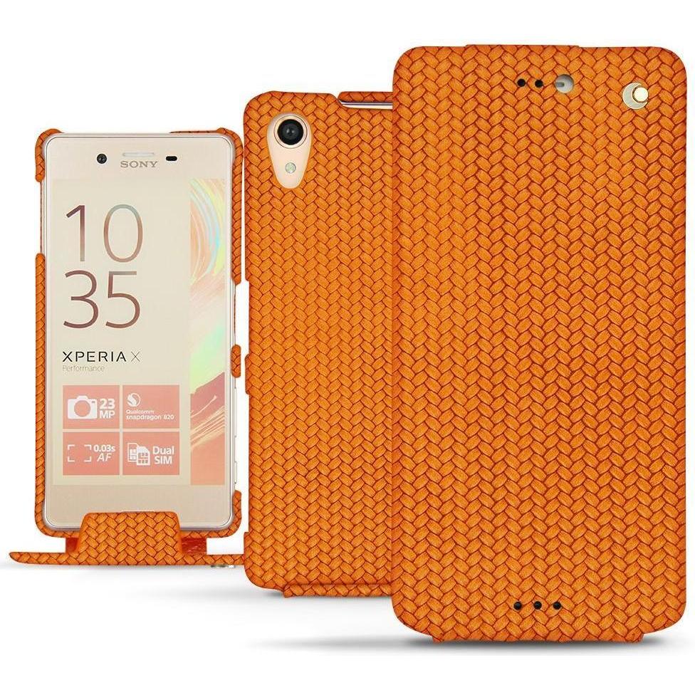 Noreve Lederschutzhülle vertikal (Sony Xperia X Performance), Smartphone Hülle, Orange