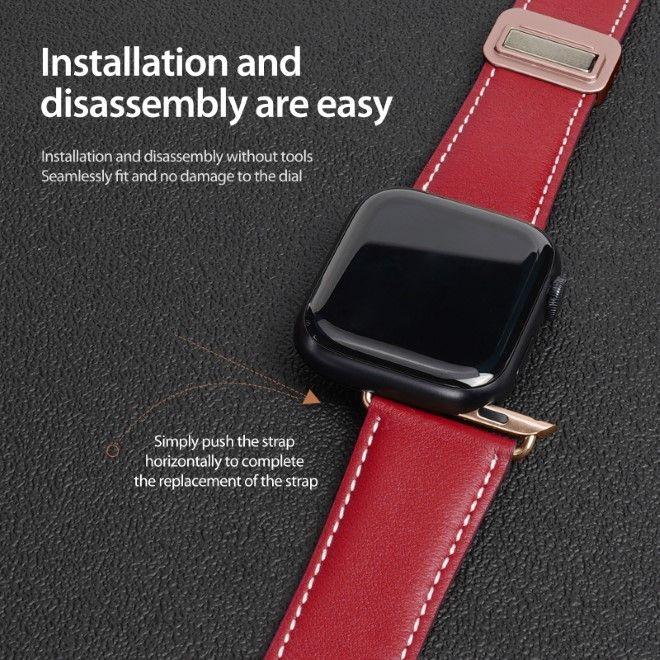 Actual product image Dux Ducis YA bracelet (38 mm, 40 mm, 41 mm, Genuine leather, Apple Watch Series 3, Apple Watch Series 4, Apple Watch Series 5, Apple Watch Series 6, Apple Watch Series 7, Apple Watch Series 8, Apple Watch Series 9, Apple Watch SE, Apple Watch Series 1, Apple Watch Series 2)