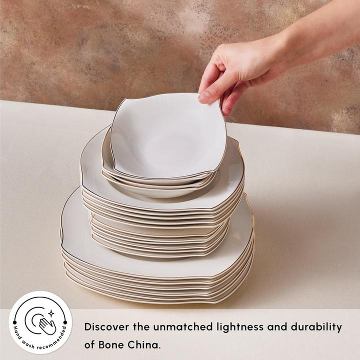 Actual product image Karaca Wave 53-Piece Bone Porcelain Tableware Set (53 pcs.)