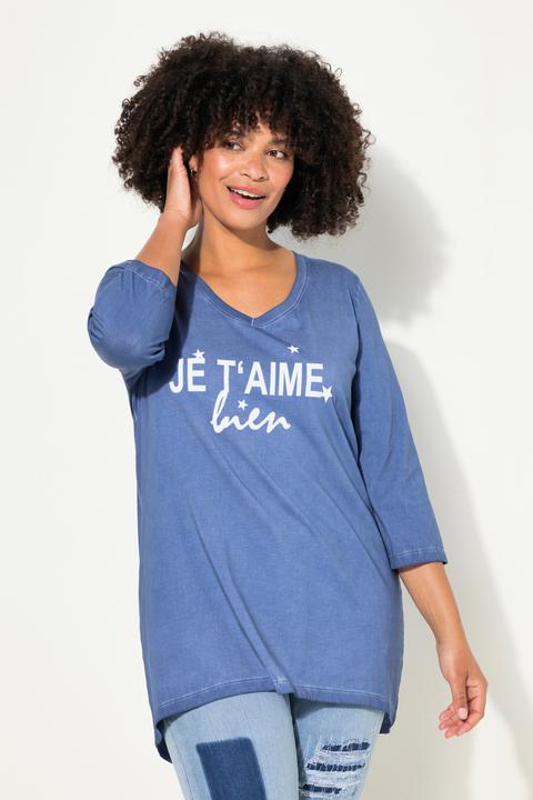 Image du produit Angel of Style T-shirt à délavage cold dyed et imprimé à message. Col et manches longues (44)