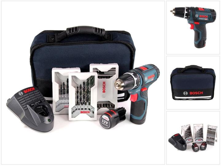 Bosch Professional GSR 12V-15 incl. 39-pcs. set (Rechargeable battery operated)