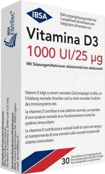 Nutritional values and ingredients Vitamina D3 Melting film 1000 I.U. 30 pcs. (30 Piece, 25 g)