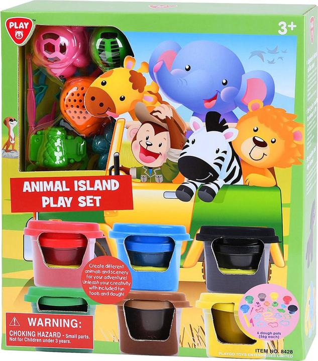 Play Kit d'argile Animal Island. 6 pots en argile