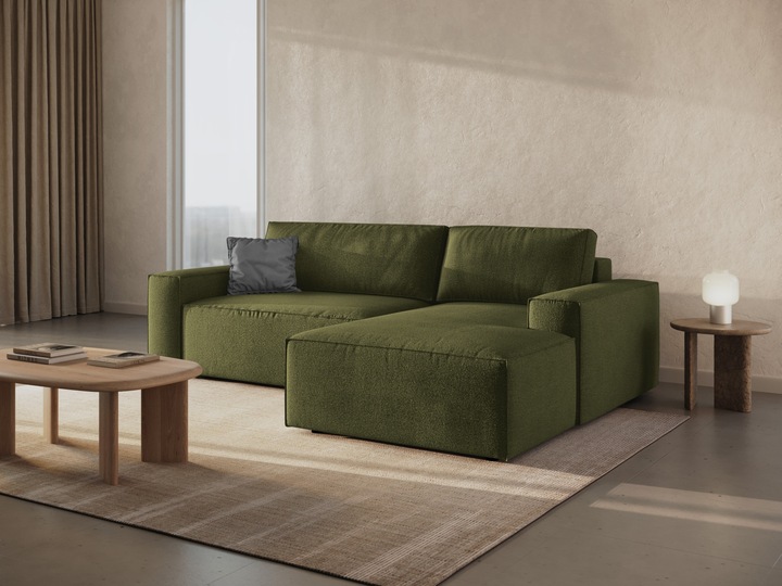 Actual product image Micadoni Bouclé Right Corner Sofa With Bed Function And Box, "Jodie", 3 Seats, 246x151x86 Made in Europe (Corner sofa)