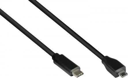 Produktbild Good Connections Anschlusskabel USB 2.0, USB-C™ Stecker an USB 2.0 Micro B Stecker, CU, schwarz, 1m, ® (1 m, USB 2.0)