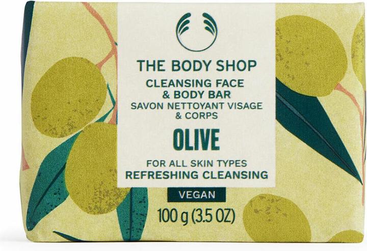Actual product image The Body Shop - Solid soap for face and body Olive (Cleansing Face & Body Bar) 100 g (Facial cleansing wipes)