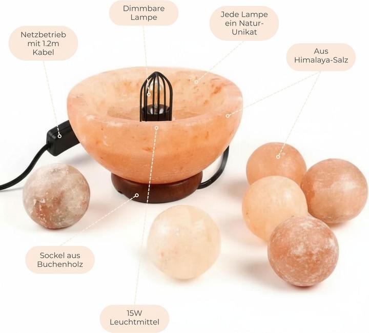 Produktbild Hermex Himalya-Salzlampe Salzkristalllampe Kristallsalzleuchte Dekotischlampe (E14)