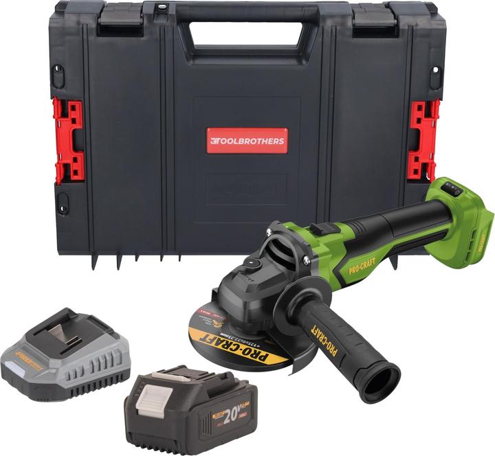 Produktbild Procraft PGA22-BB Akku Winkelschleifer 20 V 125 mm Brushless + 1x Akku 4,0 Ah + Ladegerät + RHINO (125 mm)