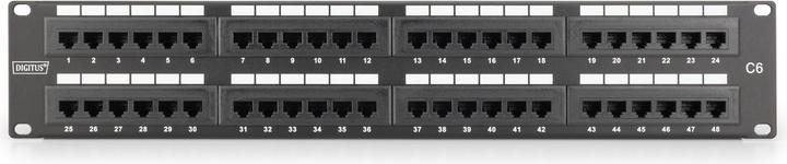 Immagine prodotto Digitus Patch Panel 48,3cm 19Z 48Port 2U Cat6 non schermato nero RAL 9005 Installazione cavi con LSA Leis...