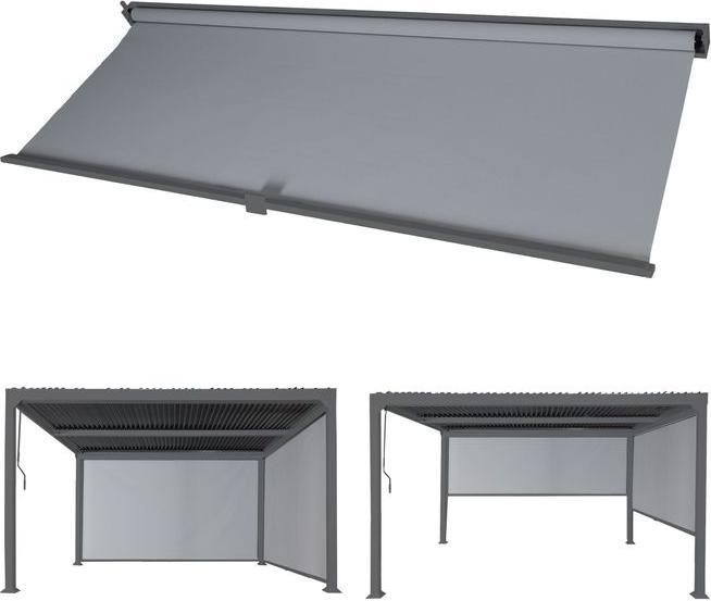 Actual product image Mendler Side panel for pergola HWC-L41, fabric/textile 3x3.7m, anthracite (300 cm, 370 cm)