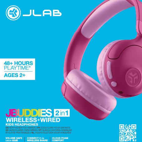 Actual product image JLab Audio JBuddies Pop Wireless On-Ear Pink