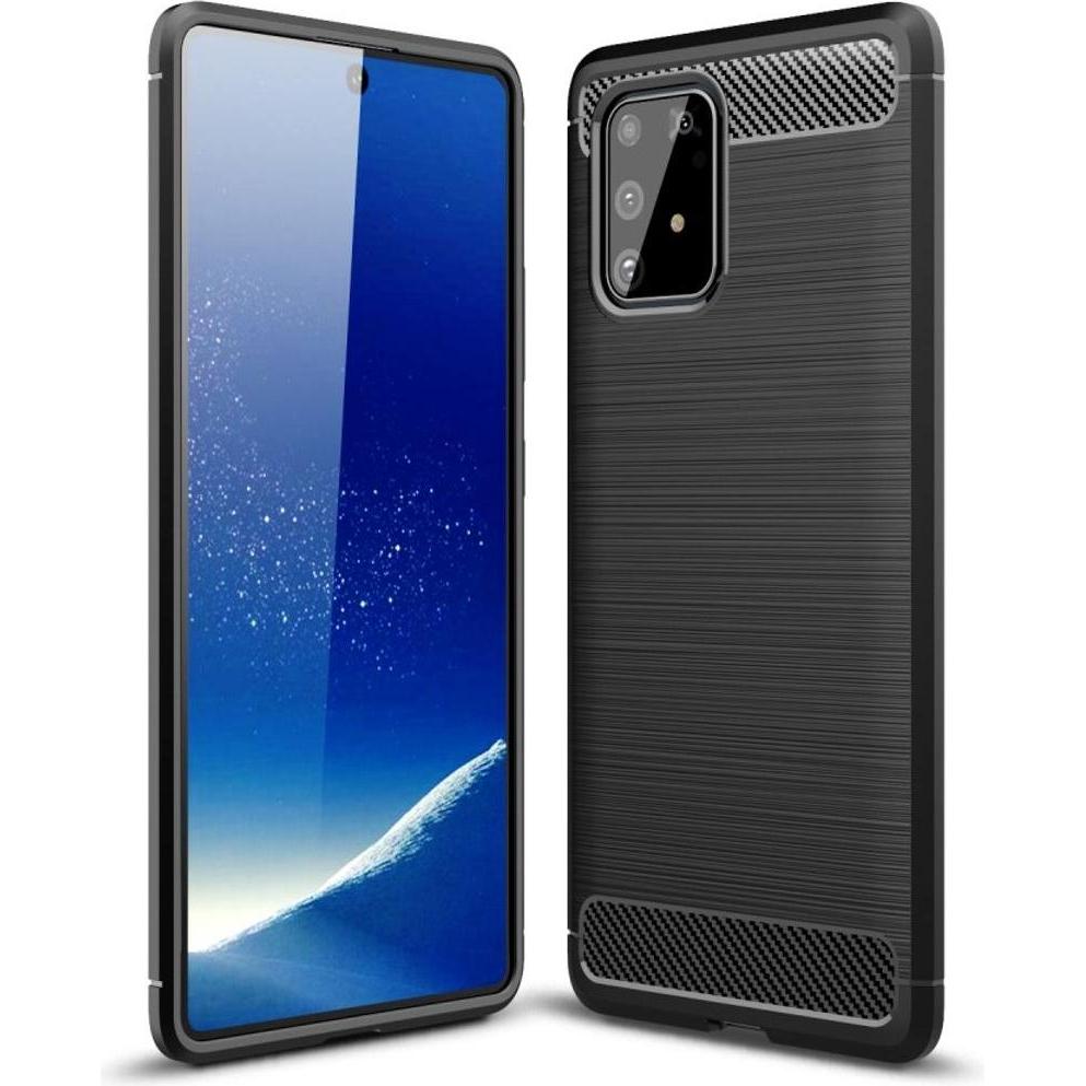 König Design Hülle Handy Schutz für Samsung Galaxy A91 Case Cover Bumper Carbon Optik Grau (Samsung Galaxy A91), Smartph...