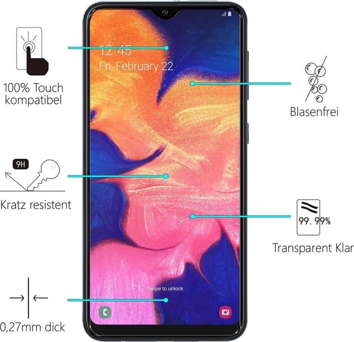 Immagine prodotto Screenguard Samsung Galaxy A10 Pellicola protettiva in vetro Custodia dal design amichevole (1 pz., Samsung Galaxy A10)