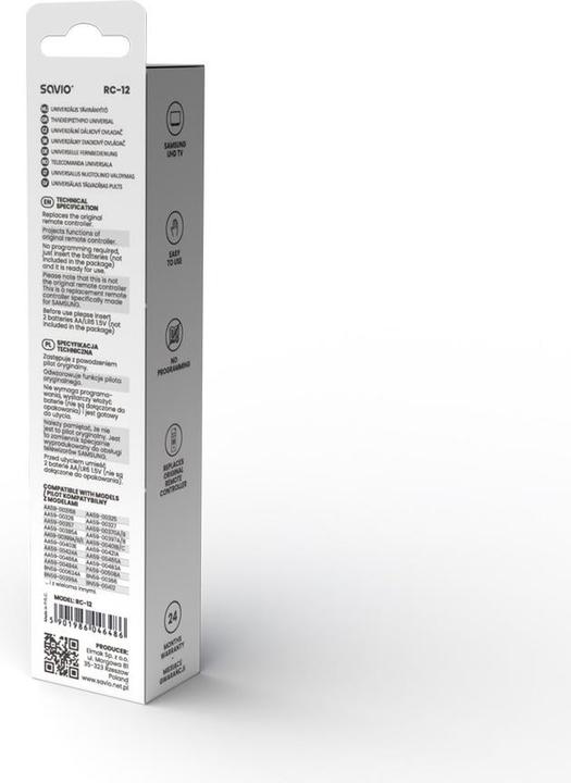 Actual product image Savio RC-12 Remote Control IR Wireless TV (Device-specific remote control, Infrared)
