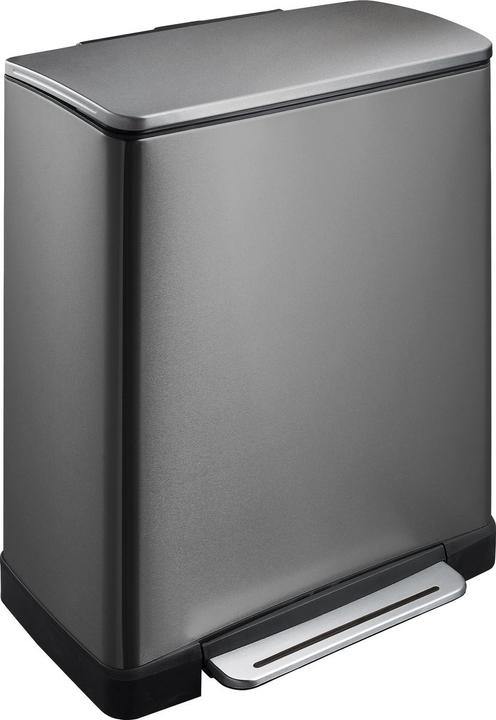 EKO Mülltrennsystem E-Cube Recycling 28 plus 18 L schwarz mit extra breitem Pedal, gedämpftem Decke (46 l)