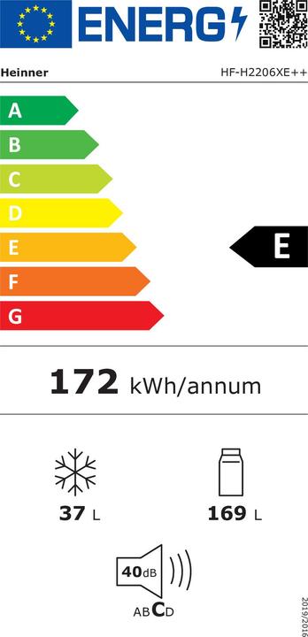Energy Label Heinner HF-H2206XE++ (206 l)