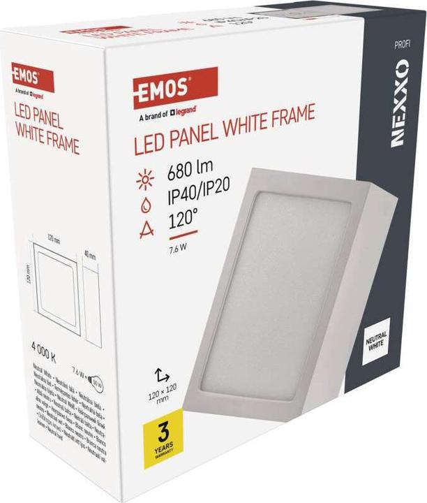 Actual product image Emos Surface-mounted LED light NEXXO, square, white, 7.6W,Neutral white (680 lm)