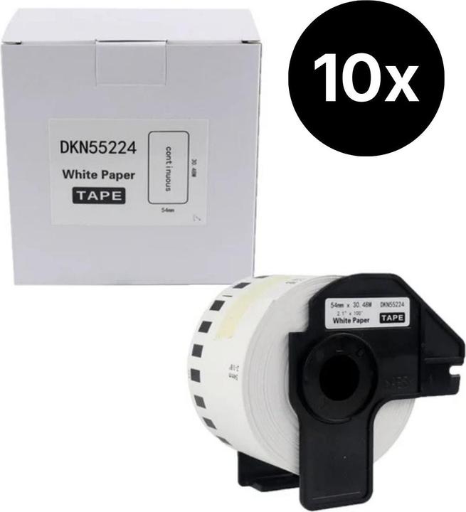 Hermex 10er-Set Alternative Etikettenrolle zu Brother DK-N55224 Etiketten (54 mm)