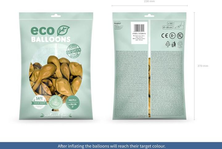 Produktbild Partydeco Eco Balloons 26cm metallic, gold (1 pkt / 100 pc.) (100 x)