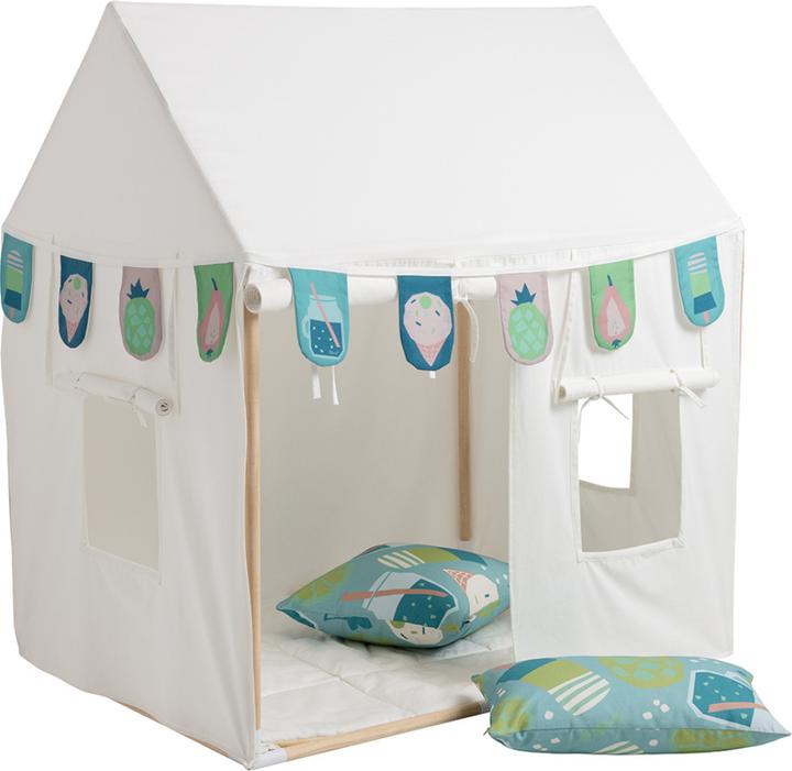 Howa Bundle Kinderzelt Spielzelt Indoor mit Girlande und 2er Set Kissenbezüge "colorful blue" 85153