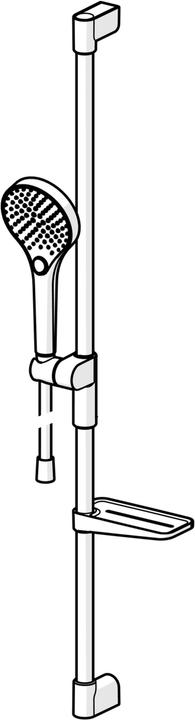 Actual product image Hansa VIVA wall bar set, 971mm, with 3-jet Handbrausen, incl. Brauseschläuche, soap dish, chrome, 44150330