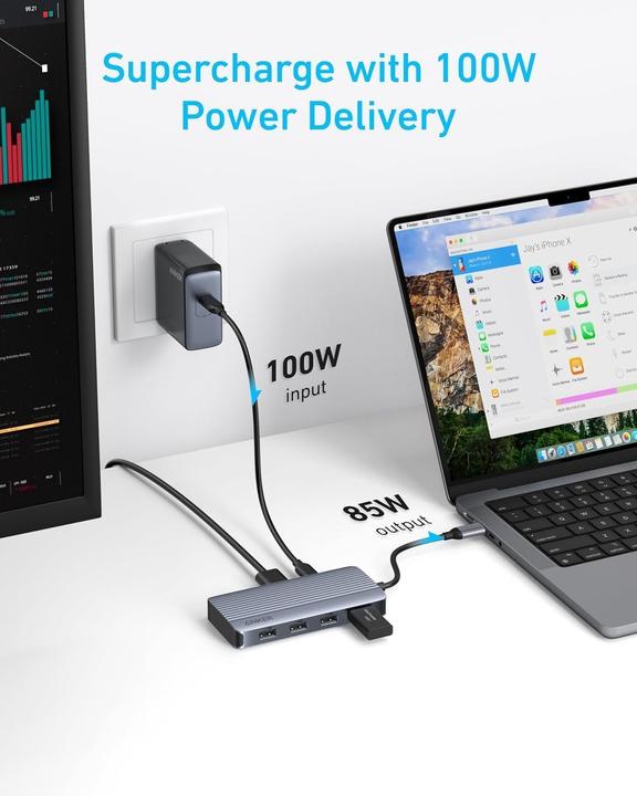 Produktbild Anker USB-C Hub 7-in-1 Dual Display Gray (USB-C, 7 Ports)