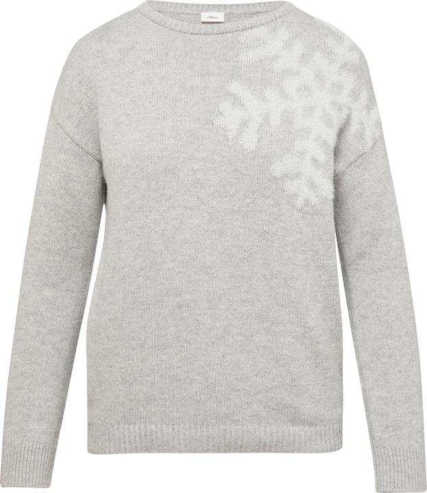 Produktbild S.Oliver Strickpullover Strickpullover mit Schneeflocken-Artwork (XL)