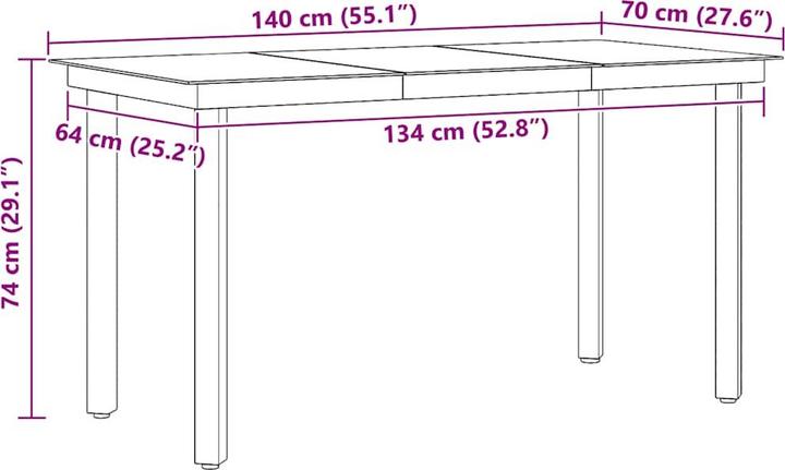 Produktbild vidaXL Garten-Esstisch (140 x 70 x 74 cm)