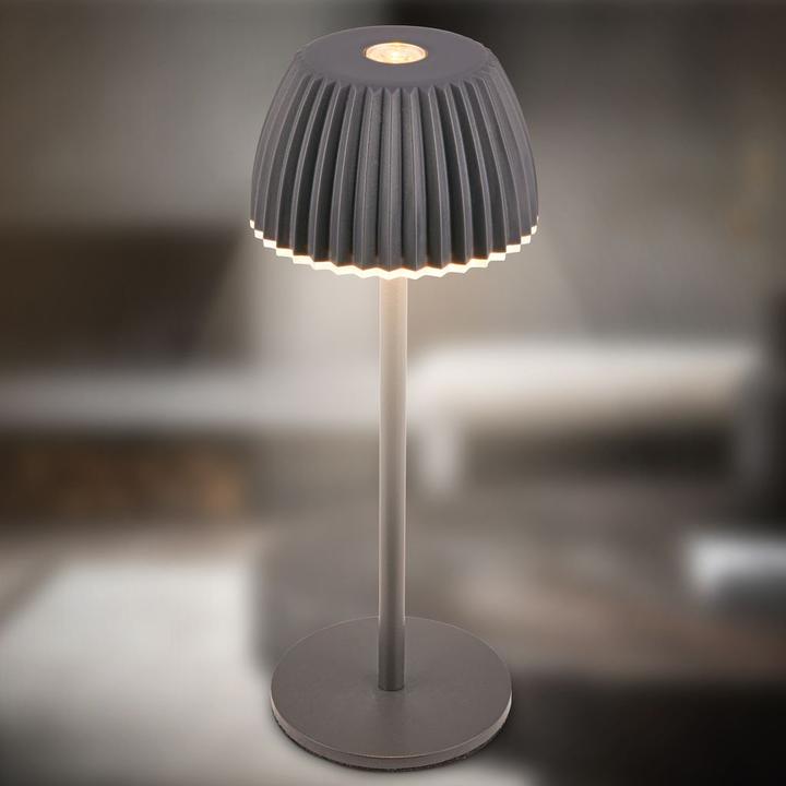 Produktbild Briloner Brilo unplugged RIFFLE Akku Nano Tischleuchte mit Lichtkante - Anthrazit (130 lm)