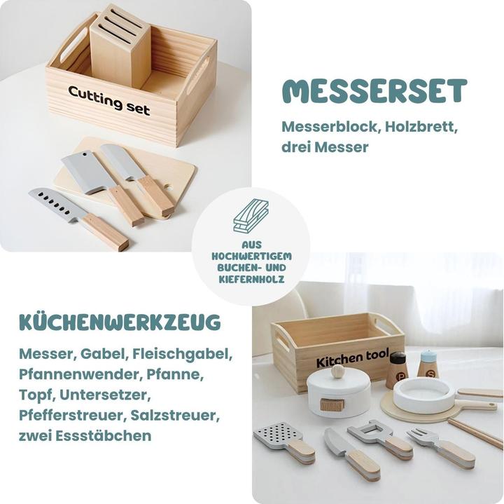 Image du produit Hermex Holz-Kaufladen mit Zubehör Kinder Marktstand Kaufmannsladen