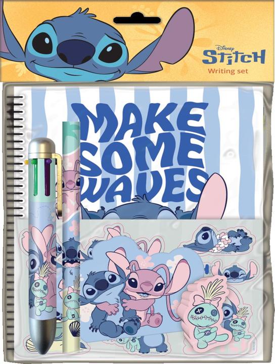 Image du produit Sombo Stitch set écriture (Crayon à papier, Feuille d'autocollants, Gomme, petit bloc-notes de 40 feuilles, Stylo multicolore)