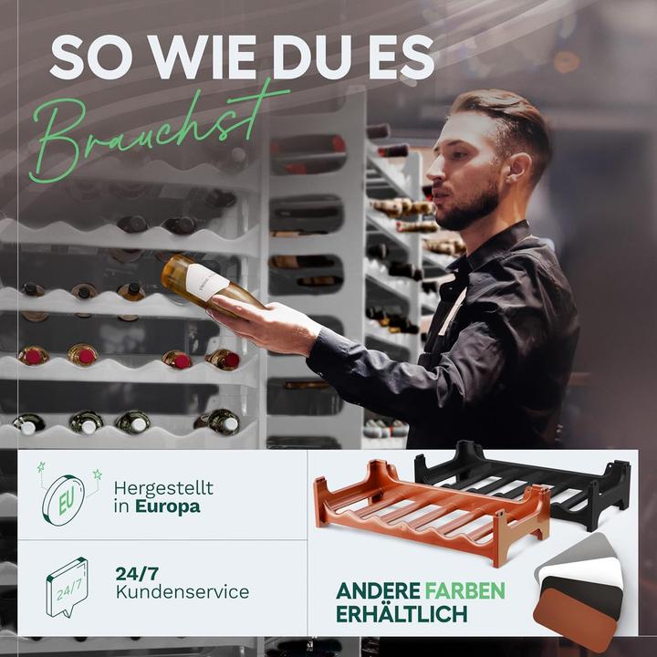 Produktbild Novaliv Weinregal für 36 Flaschen | Flaschenregal weiss | Regal stabilem Kunststoff (Weiss, 6) (60 x 28 x 14 cm, 36 Fl.)