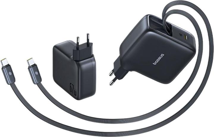 Produktbild Baseus EnerCore CJ21 Charger Retractable 3C 67W EU Black (67 W, 3 Ports)