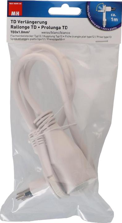 Produktbild Max Hauri TD-Verlängerung H05VV-F3G1.0 Flachwinkelstecker (1 m, Typ 13)