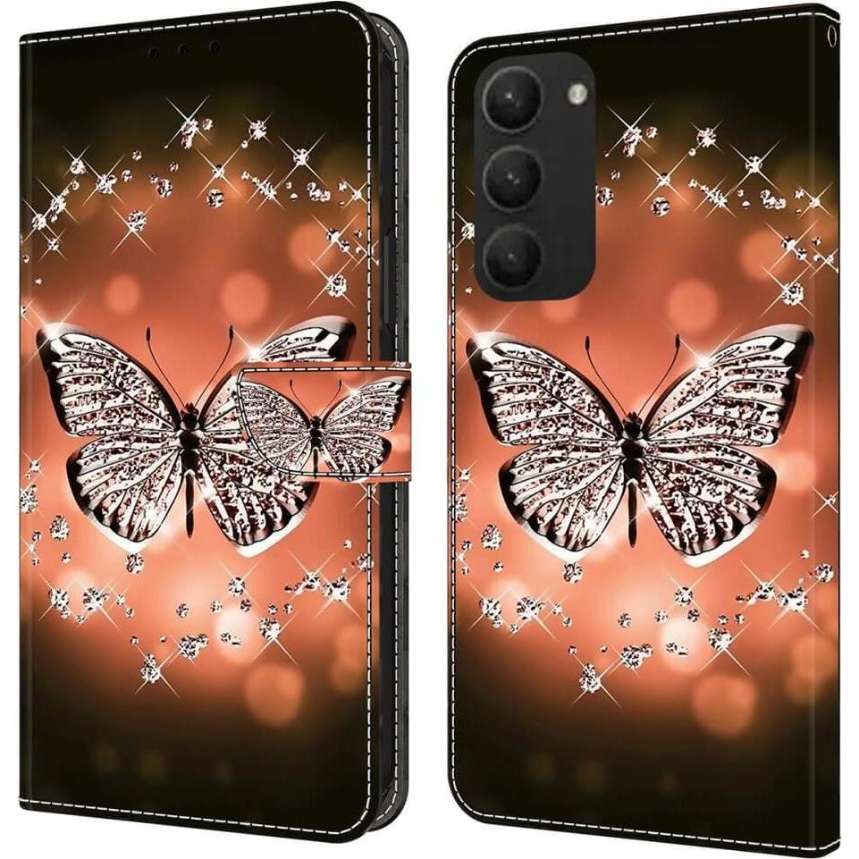 Cover-Discount 3D-Effekt Hülle Etui Crystal Butterfly (Samsung Galaxy S24+), Smartphone Hülle, Blau