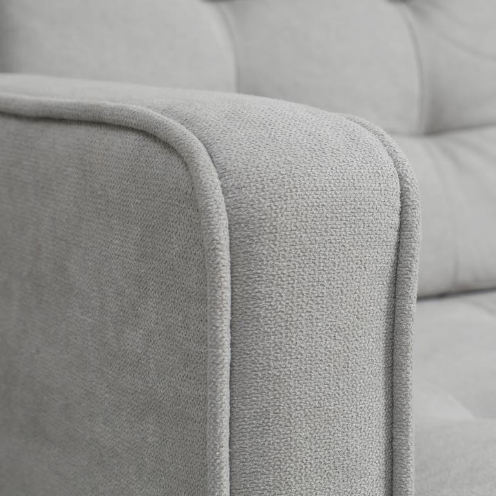 Actual product image Homcom 2 Sitzer Sofa Samt, Gummiholz Hellgrau (2 person sofa)
