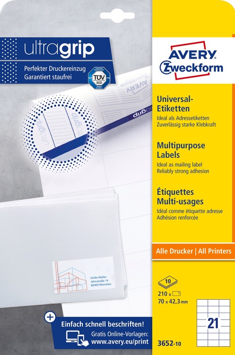Actual product image Avery Universal labels