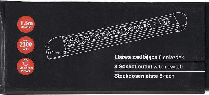 Actual product image Maclean MCE11 Extension Cable 1 5 m 8 AC Outputs Indoor Black (8x, CEE 7/5, 1.50 m)
