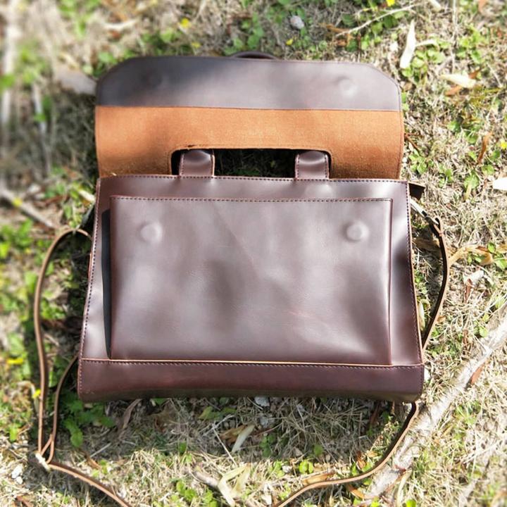 Immagine prodotto Only-Bags.Store borsa per laptop in pelle vegana, cartella marrone, borsa per laptop marrone, borsa in pelle vegana