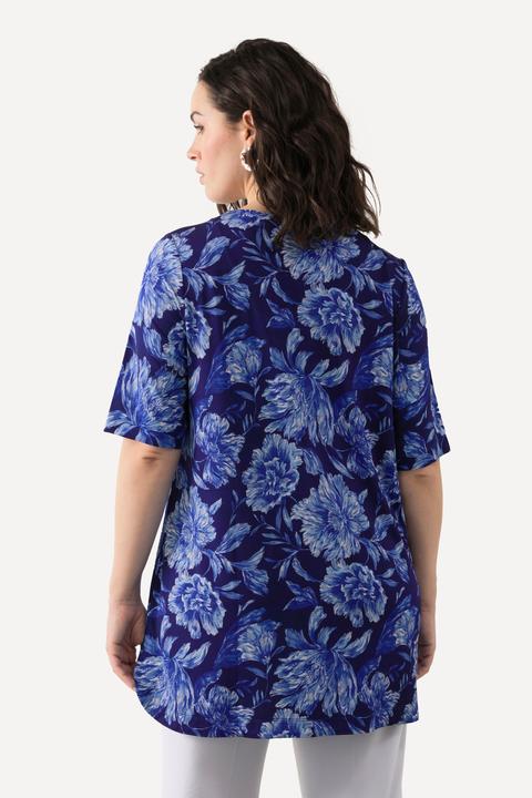 Produktbild Ulla Popken Slinkyshirt, Blüten, A-Linie, V-Ausschnitt, Halbarm (42, 44)