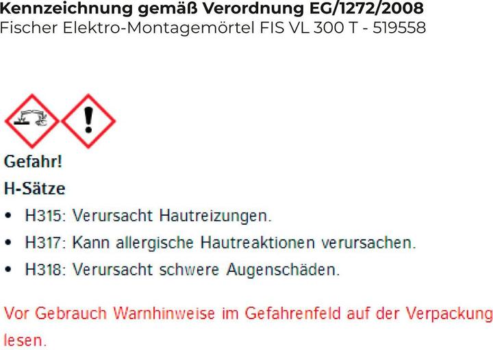 Produktbild Fischer Elektro-Montagemörtel FIS VL 300 T (200 g, 13 ml)