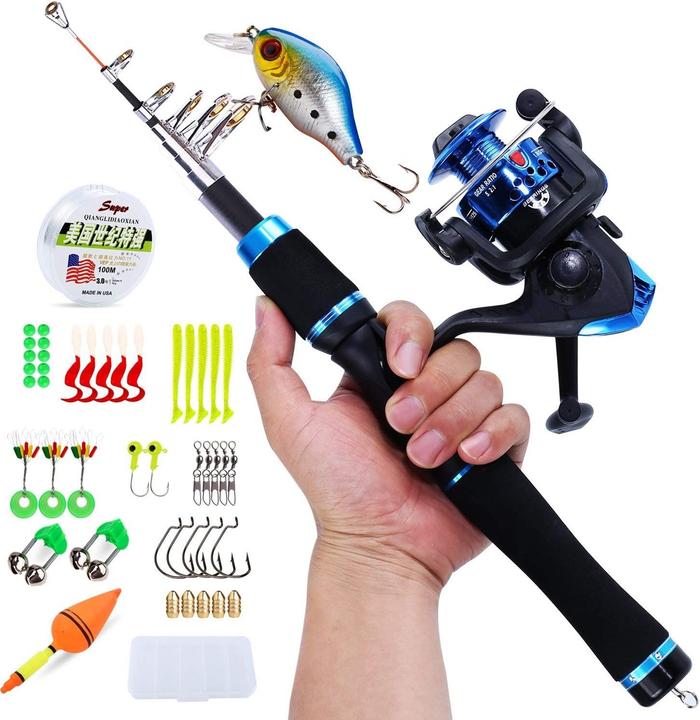 Image du produit Sougayilang Kinder-Teleskop-Angelrute mit Spinnrolle (Kit de pêche, Télescope, 150 cm)