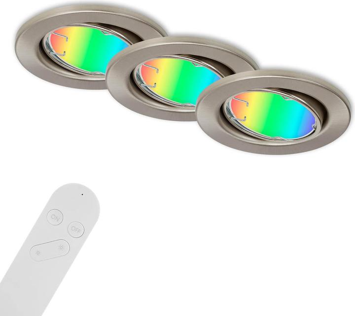 Briloner B smart WiFi + Bluetooth CCT RGB-LED Einbauleuchten, 3er-Set (400 lm, GU10)