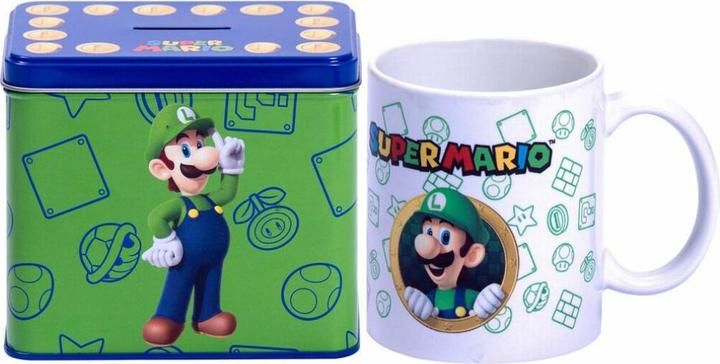 Nintendo Luigi Von Super Mario Tasse Cup Becher mit Spardose Münzbox 9 x 13 x 11cm (1x)