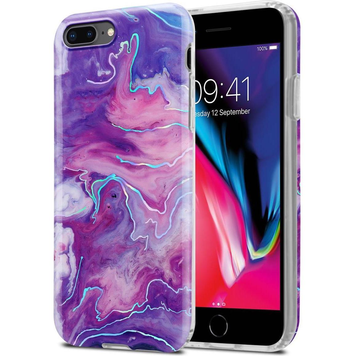 Thumbnail - Cadorabo IMD TPU Bunter Marmor Cover (Apple iPhone 7 Plus), Smartphone Hülle, Violett