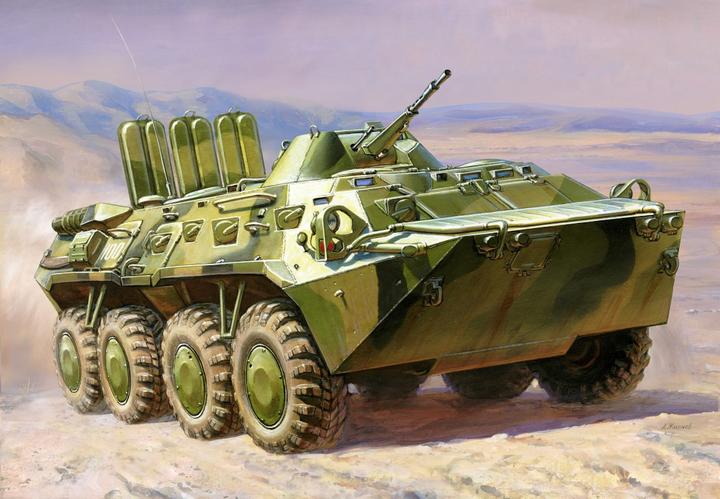 Actual product image Zvezda Models 1/100 Btr-80 Soviet Personnel Carrier Snap Fit