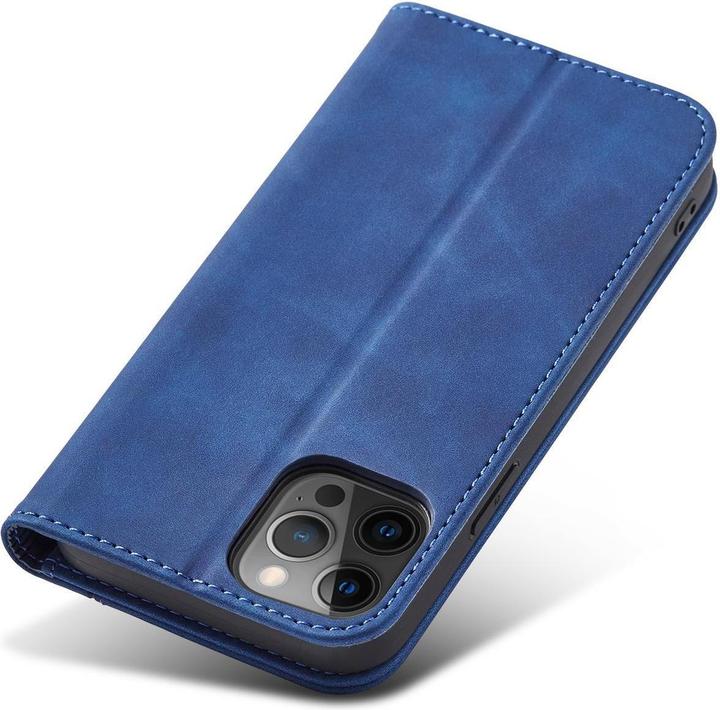 Produktbild Hurtel Magnet Fancy Case Hülle für iPhone 12 Pro Max Tasche Kartenetui Kartenständer Blau (Apple iPhone 12 Pro Max)